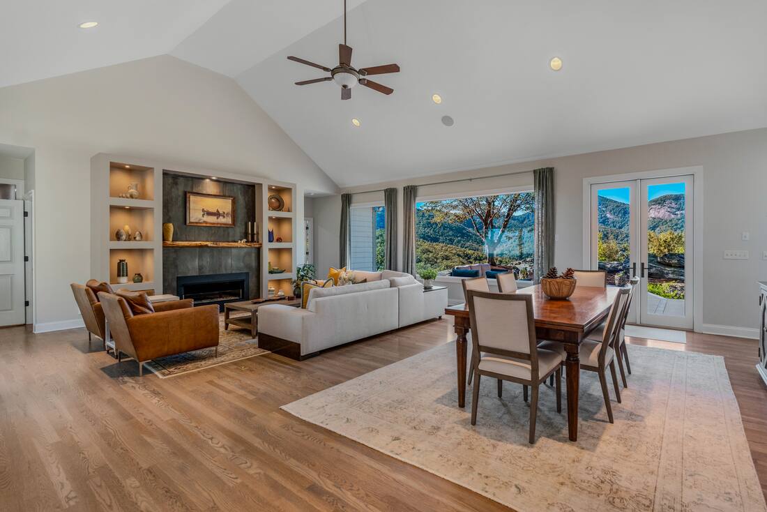 Great room and dining area