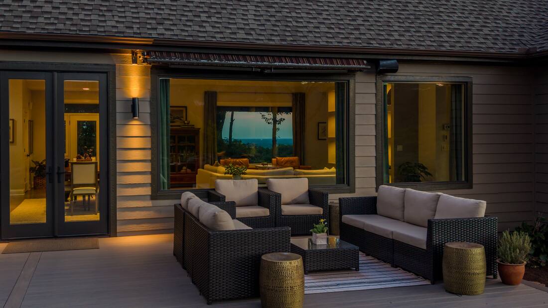 Deck lounge at dusk