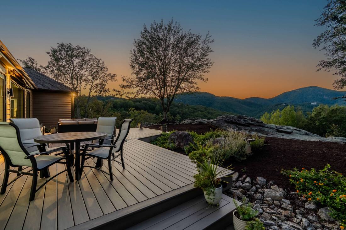 Deck dining at sunset
